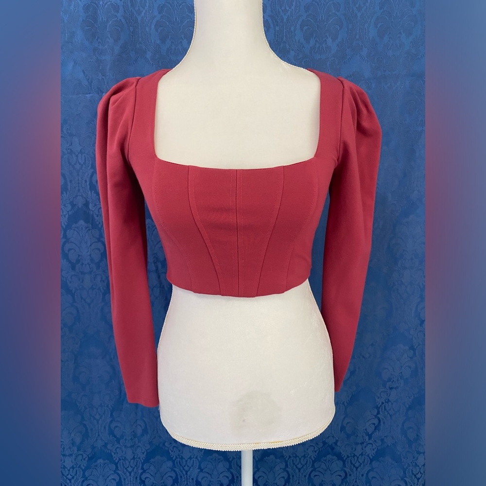 Pink long sleeve cropped blouse